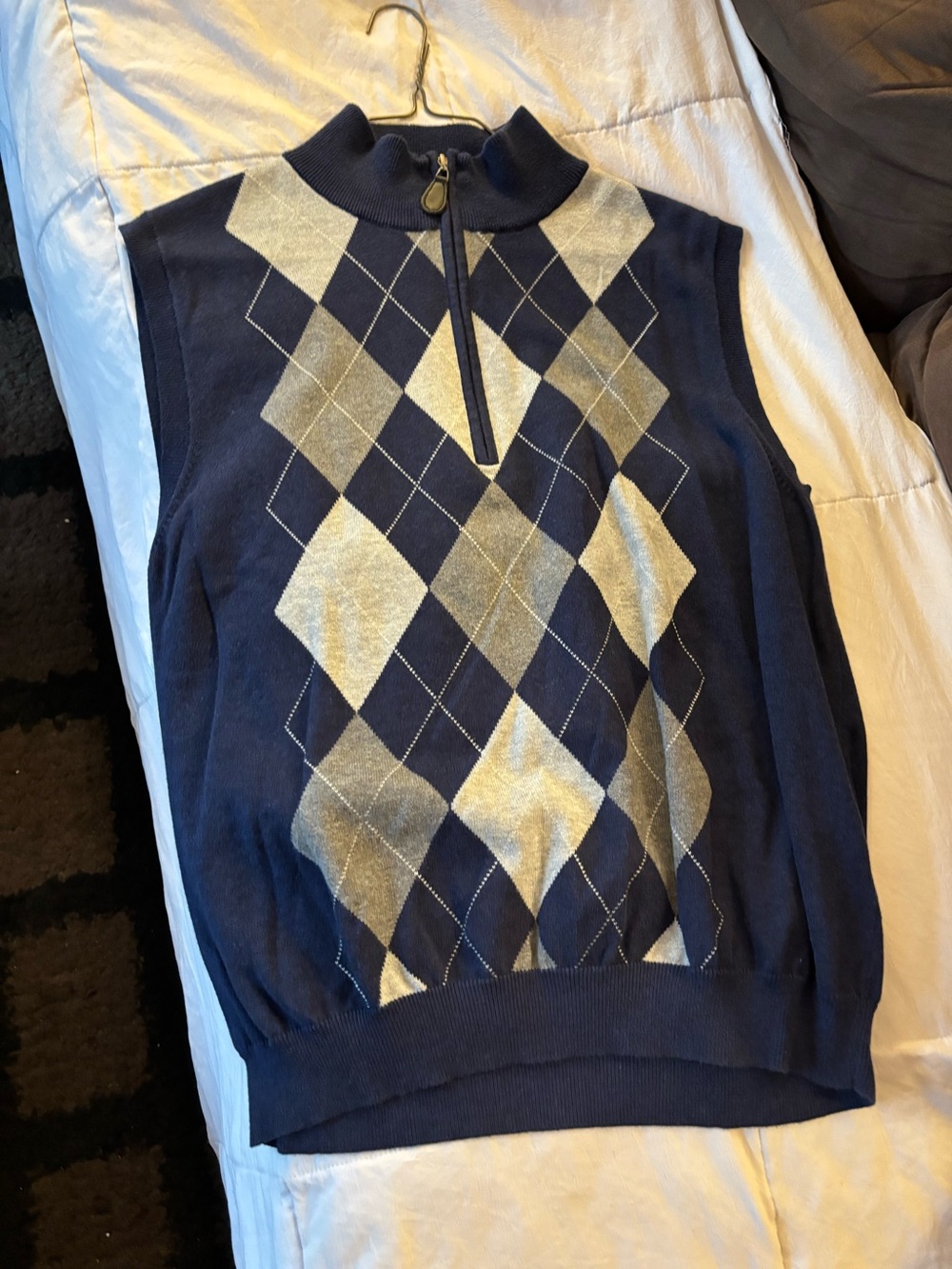 Men's Navy Argyle Half-Zip Sweater Vest - by Walter Hagen